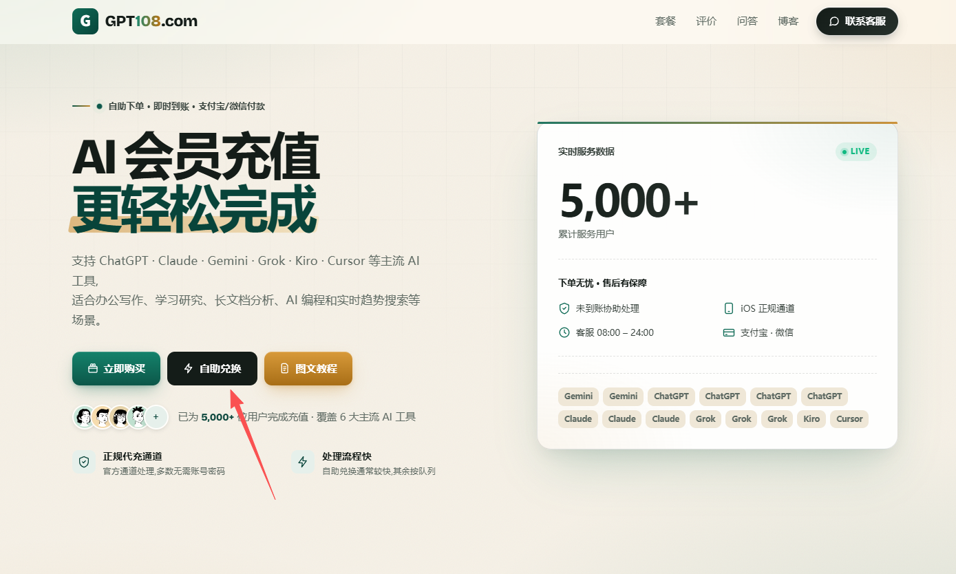 ChatGPT Plus 充值图文教程 第2步:进入自助充值界面